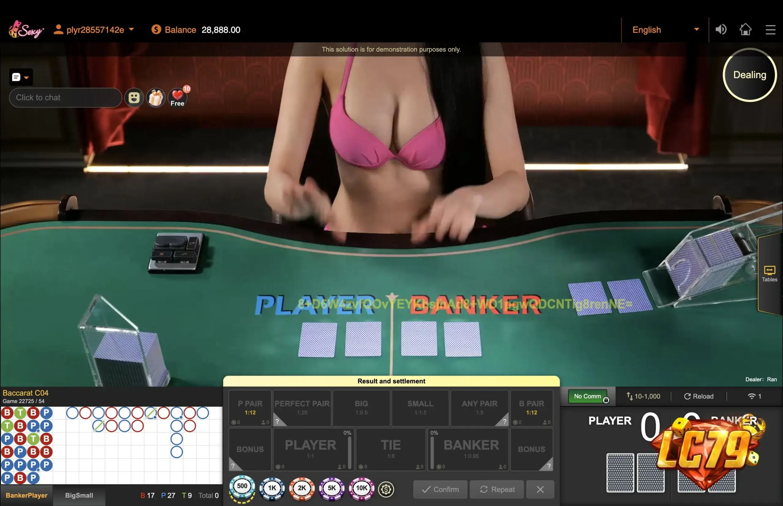 Bảng đường cầu Baccarat trực tuyến tại LC79