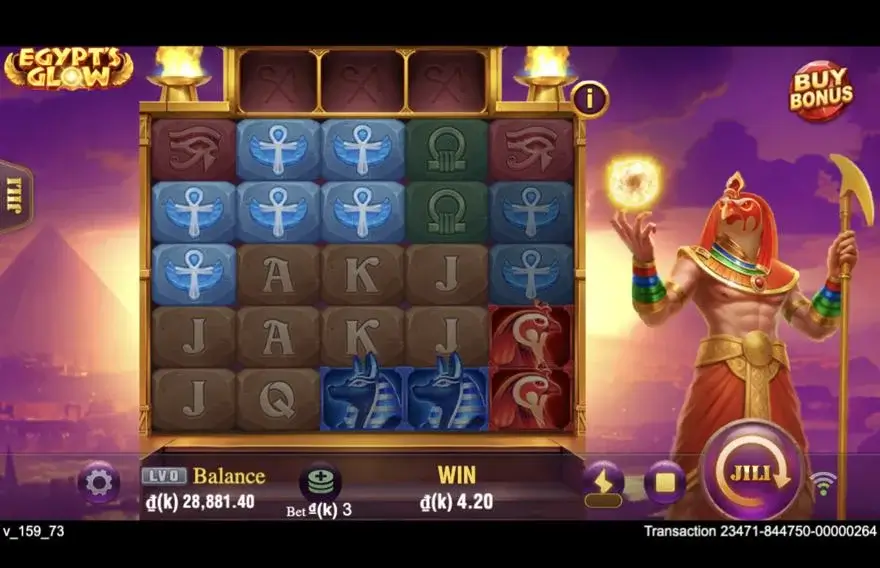 Ảnh bảng biểu tượng & tính năng game Egypt's Glow (slot JILI) chơi tại LC79