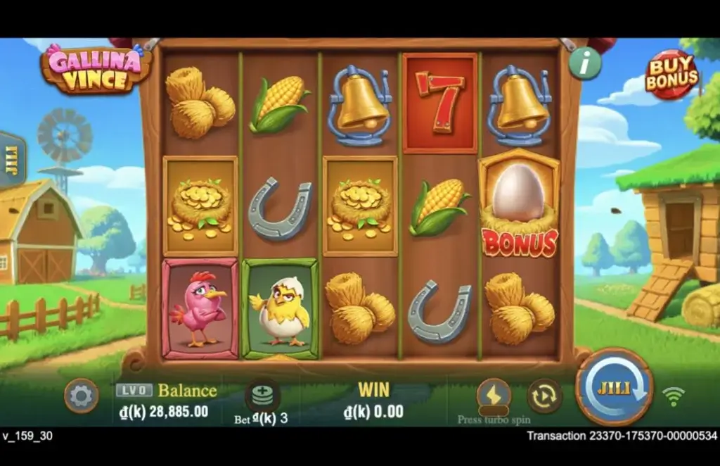Ảnh giao diện chính game Gallina Vince (slot JILI) chơi tại LC79