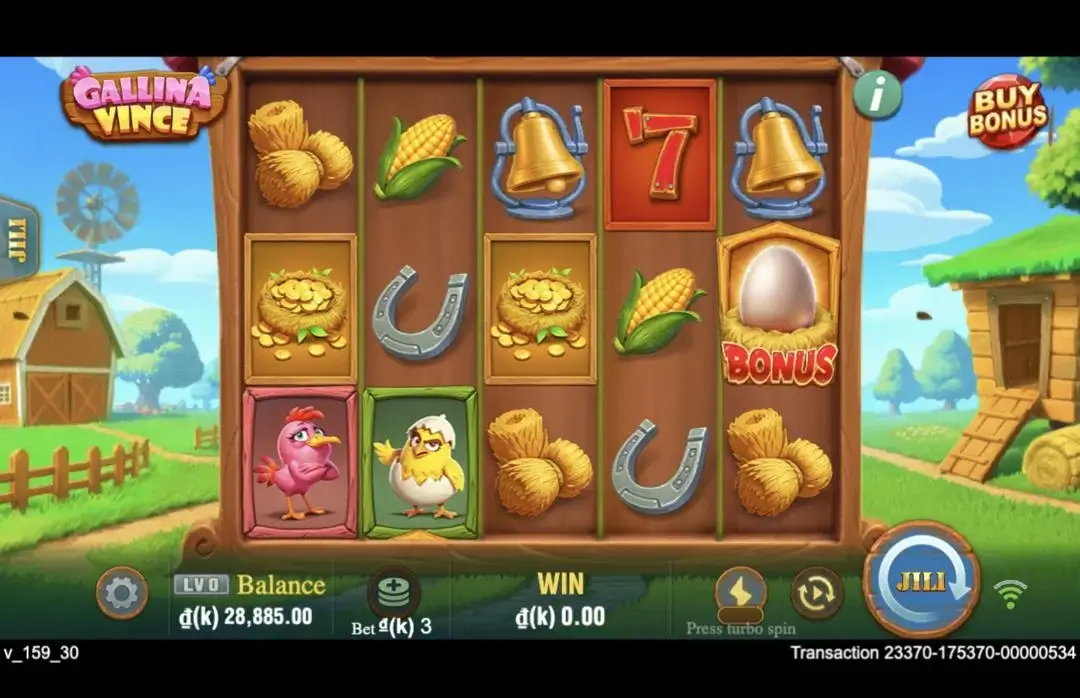Ảnh giao diện chính game Gallina Vince (slot JILI) chơi tại LC79