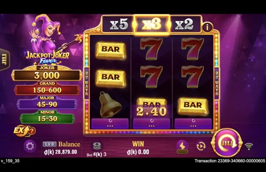 Ảnh màn hình gameplay game Jackpot Joker FEVER (slot JILI) chơi tại LC79