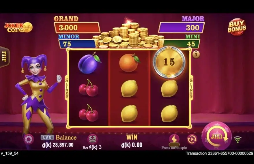 Ảnh màn hình gameplay game Joker Coins (slot JILI) chơi tại LC79