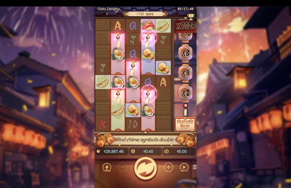 Ảnh bảng biểu tượng & tính năng game Oishi Delights (slot PG) chơi tại LC79