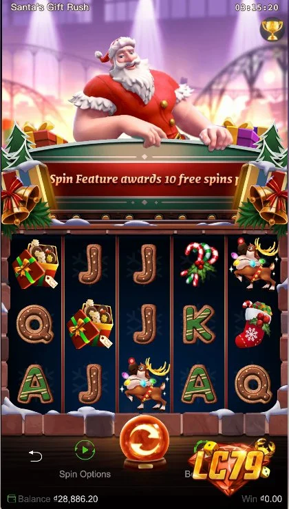 Ảnh màn hình gameplay game Santas Gift Rush (slot PG) chơi tại LC79