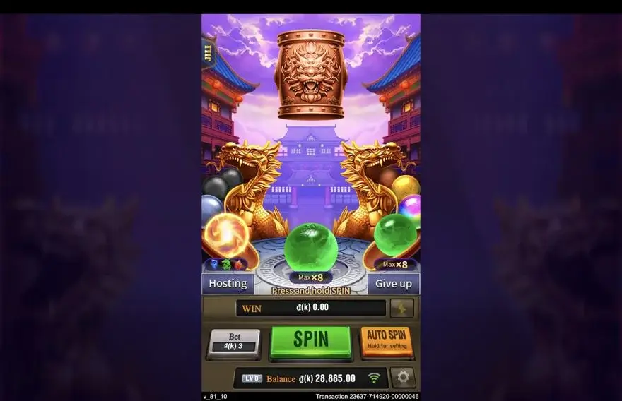 Ảnh màn hình gameplay game Dragon Treasure (slot JILI) chơi tại LC79