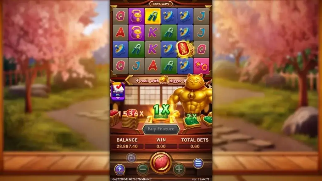 Ảnh giao diện chính game MUSCLE FORTUNE CAT (slot FC) chơi tại LC79