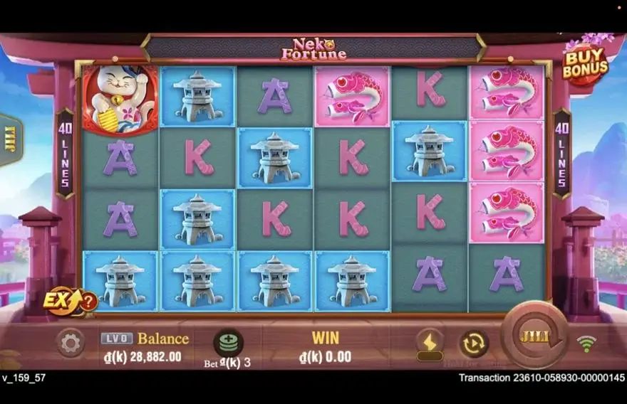 Ảnh màn hình gameplay game Neko Fortune (slot JILI) chơi tại LC79