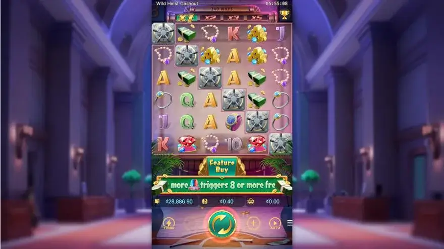 Ảnh bảng biểu tượng & tính năng game Wild Heist Cashout (slot PG) chơi tại LC79