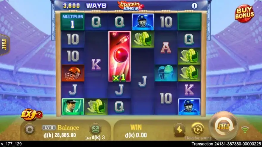 Ảnh màn hình gameplay game Cricket King 18 (slot JILI) chơi tại LC79
