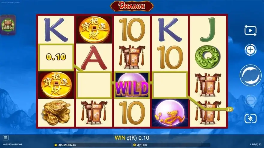 Ảnh màn hình gameplay game Dragon (slot JDB) chơi tại LC79