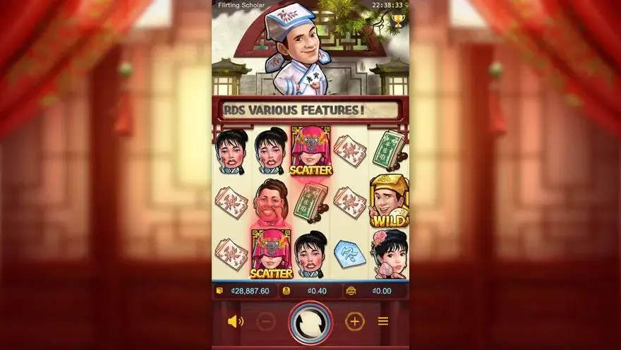 Ảnh bảng biểu tượng & tính năng game Flirting Scholar (slot PG) chơi tại LC79