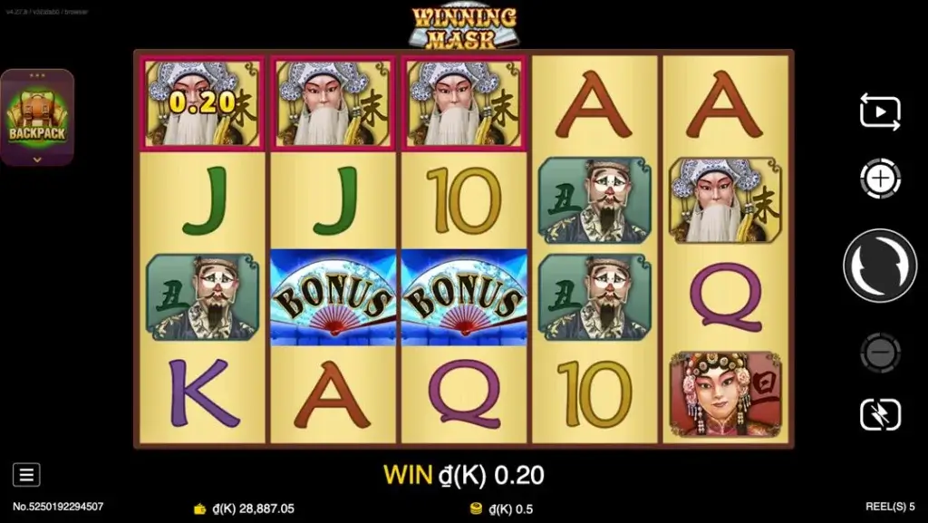 Ảnh giao diện chính game Winning Mask (slot JDB) chơi tại LC79
