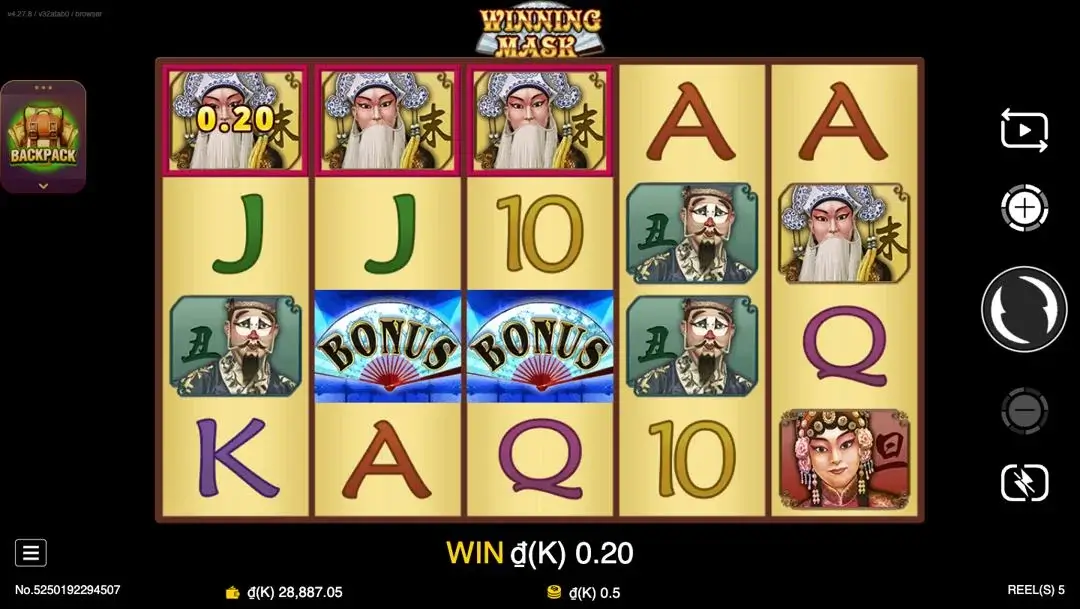 Ảnh giao diện chính game Winning Mask (slot JDB) chơi tại LC79