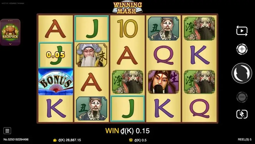 Ảnh màn hình gameplay game Winning Mask (slot JDB) chơi tại LC79