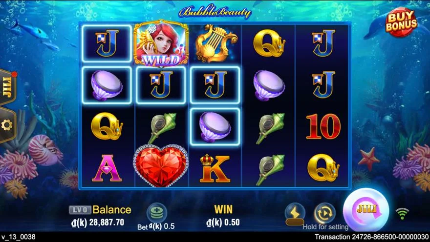 Ảnh bảng biểu tượng & tính năng game Bubble Beauty (slot JILI) chơi tại LC79