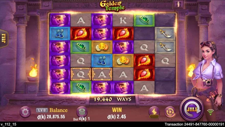 Ảnh bảng biểu tượng & tính năng game Golden Temple (slot JILI) chơi tại LC79