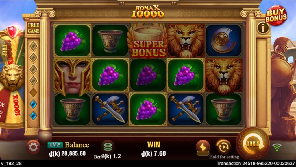 Ảnh giao diện chính game ROMA X 10000 (slot JILI) chơi tại LC79