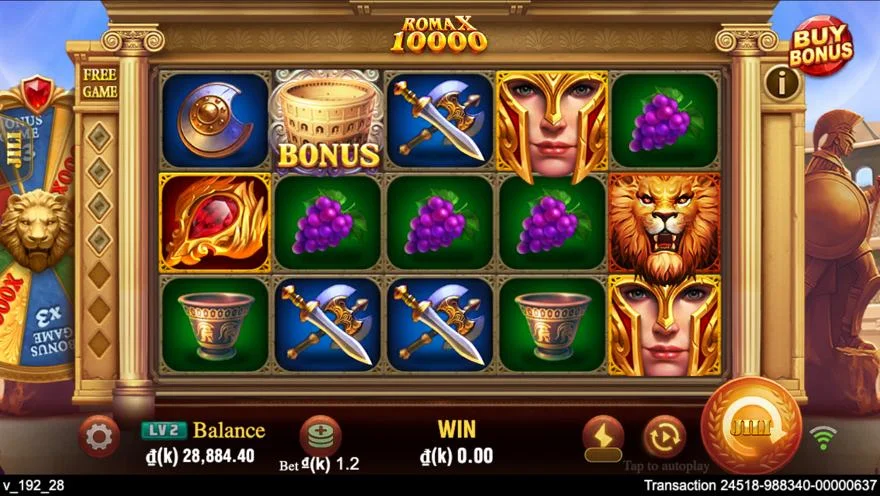 Ảnh bảng biểu tượng & tính năng game ROMA X 10000 (slot JILI) chơi tại LC79