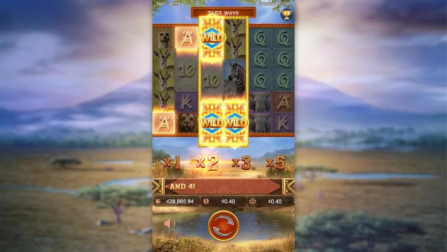 Ảnh bảng biểu tượng & tính năng game Safari Wilds (slot PG) chơi tại LC79