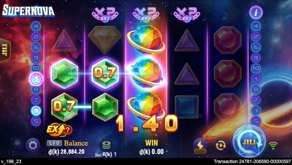 Ảnh giao diện chính game Supernova (slot JILI) chơi tại LC79