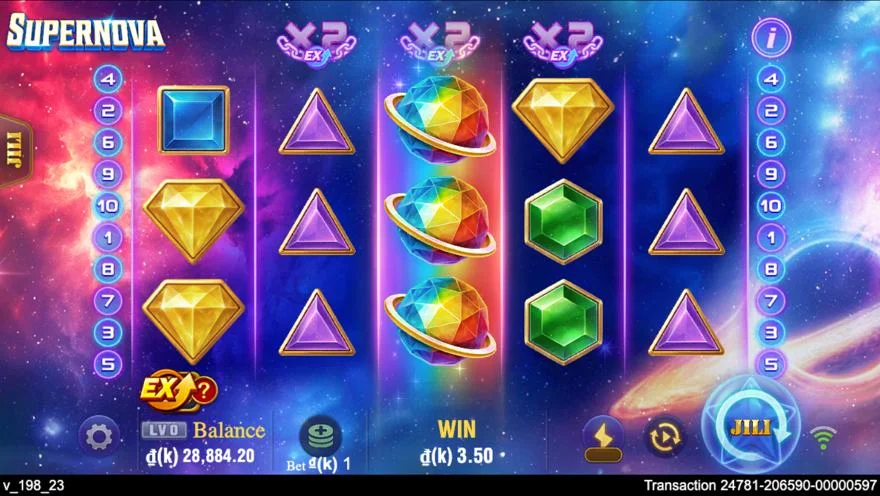Ảnh màn hình gameplay game Supernova (slot JILI) chơi tại LC79