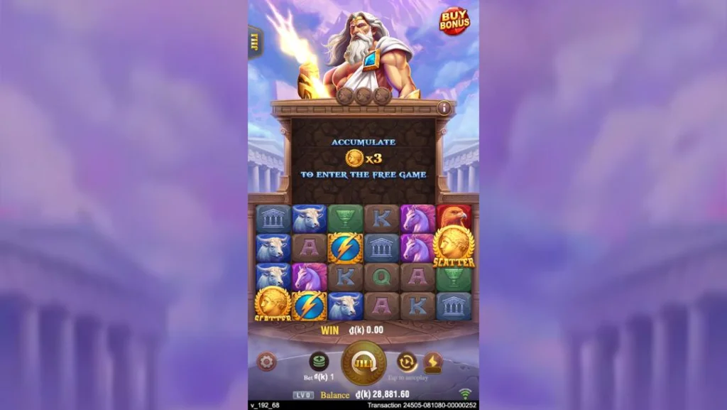 Ảnh giao diện chính game Zeus (slot ACEWIN) chơi tại LC79